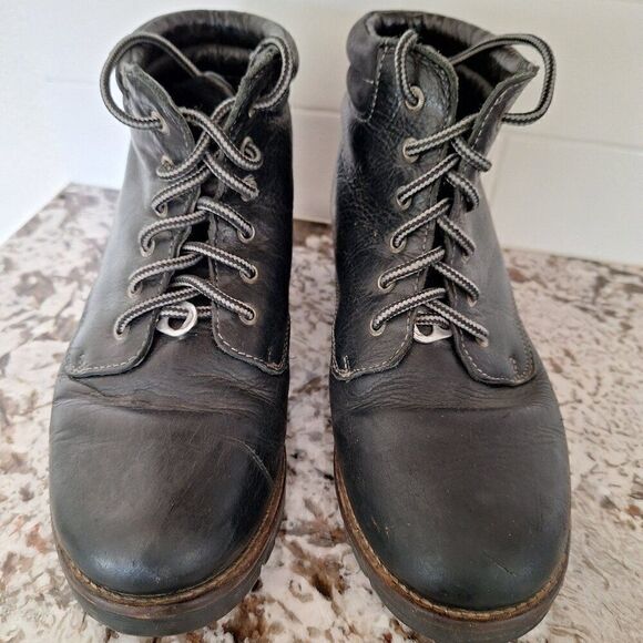 Taos lace up black leather‎ moto boots size 39 black - Picture 1 of 9